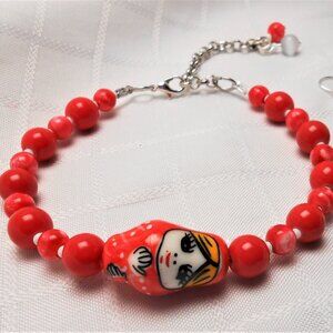 no 793 Handmade jewelry set with Matrioshka bracelet and earrings